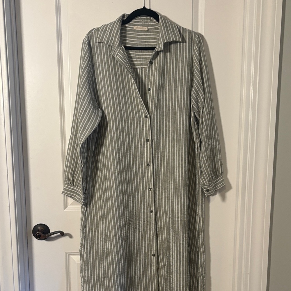 Striped Green Shirt Dress